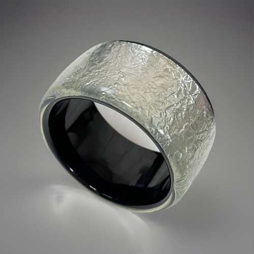 Wide chunky silver foil inlaid - silver,
