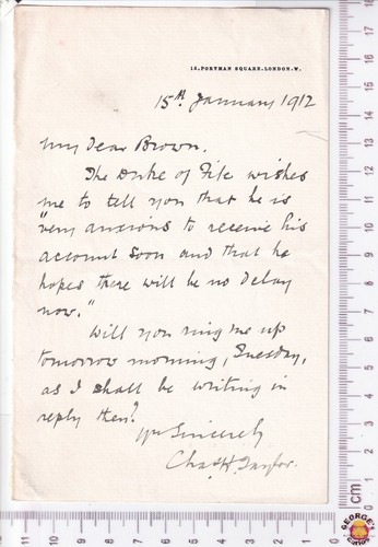 1912 royal household - royal, letter