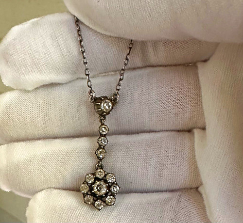 Antique paste flower - , sterling