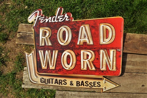 Fender road worn embossed tin - road,