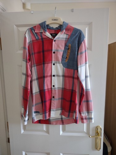 Police mens red checked hoodie - mens,