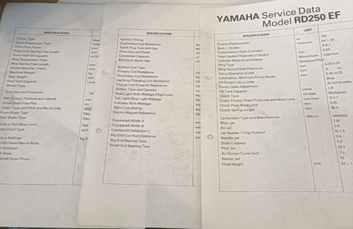 Yamaha rd250 service data - rd250,
