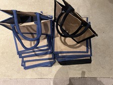 20 X  Jute shopper bags 30 X 30  X 19 ( 15 Blue & 5 Black trimmed.