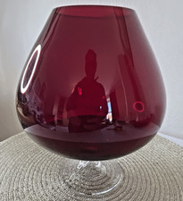 Ruby red glass vase - glass,