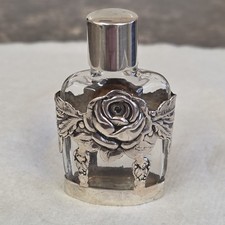 Vintage Ari Norman Sterling Silver Rose Overlay Perfume Bottle London HM 1988