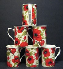 Set Of 8/6/4/2/1 Mugs Poppy