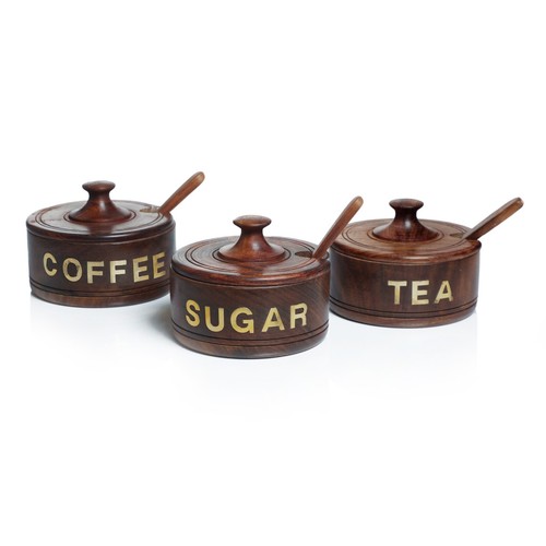 Wooden set canister jar - set, 3