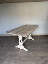 Vintage Solid Ash Wood Table Central Pedestal Rustic 152cm X 82cm