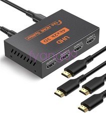 AMPLIFIER 4 WAY OUTPUT HDMI 1 IN SPLITTER SWITCH HUB BOX SUPPORTS FULL 4K 3D HD