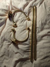 Double Towel Rail Holder Wall-Mounted. Gold Plated Brass.