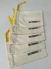 SELFRIDGES & CO Linen Cloth Drawstring Gift Bag Beige 19.5cm x 14.5cm