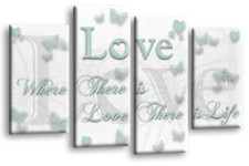 Family Love Quote Art Print Teal White Framed Split Wall Canvas Picture Large
