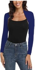 Womens Plain Long Sleeves Cropped Bolero Shrug Top Ladies Cardigan