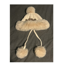 Beige faux fur knit - fur, bobble