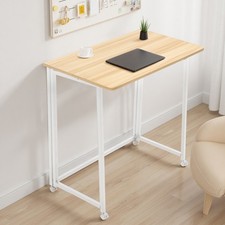 Large Folding Office Desk Table White Wooden Computer Home Study Laptop Desk