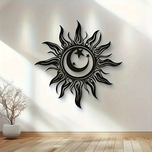 Sun moon metal wall art - metal, 40cm