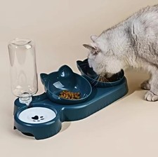 3-in-1 Pet Bowls Water Feeder Cat Food Dish Bottle Neck Protection UK