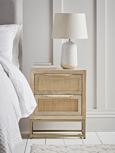 Rattan webbing bedside table - rattan,