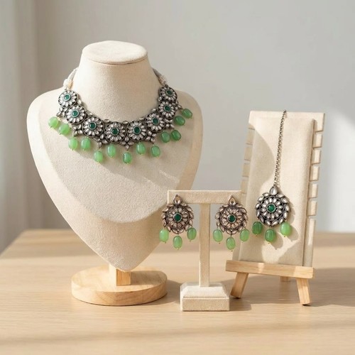Green stone silver plated - stone,