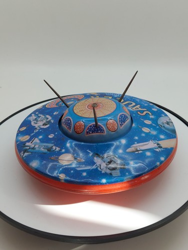 Ufo flying saucer blue - tin, toy