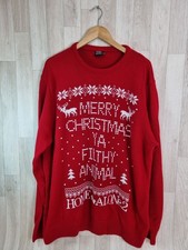 Home Alone 2 Merry Christmas Ya Filthy Animal Mens XL Red Knitted Jumper