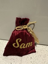 Personalised Velvet Christmas Favour Wedding Gift Bag Table Decoration Any Name