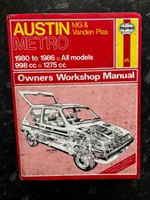 Austin Metro MG Vanden Plas Haynes Workshop Manual 1980-86 998cc 1275cc