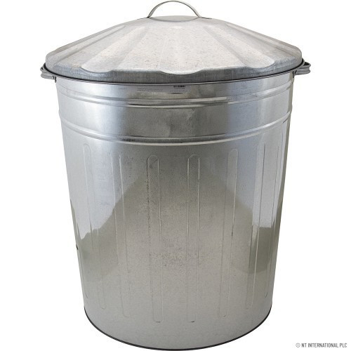 Galvanised metal bin - galvanised, with