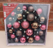 Melinera Christmas Baubles Set of 23 Pink and Brown