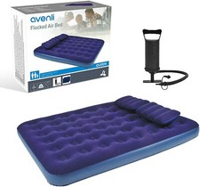 Avenli Air Bed Queen Sized Flocked Airbed with Pillows and Hand Pump 