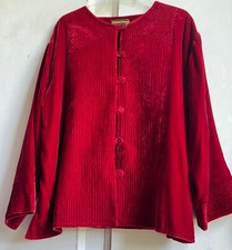 ✩Gorgeous *HAMPSTEAD BAZAAR* Ruby Red 70% Silk Velvet Kimono Jacket Plus✫