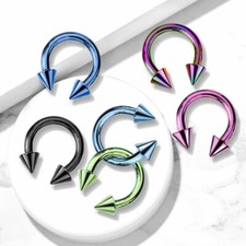 Steel Horseshoe Piercing Ring Bar SPIKE CONE Helix Large Heavy Gauge Titanium