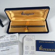 Waterman Fountain Pen 18k Gold Nib Silver 1985 Vintage Cased Boxed 