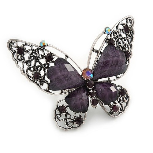 Large purple crystal - crystal, butterfly