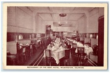 Wilmington Delaware DE Postcard Restaurant Kent Hotel Interior View 1941 Vintage