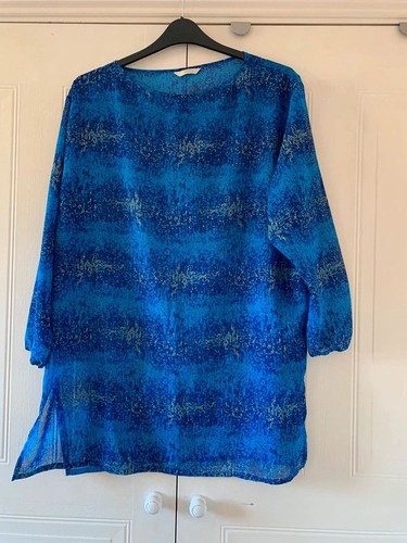 Blue patterned short kaftan - blue,