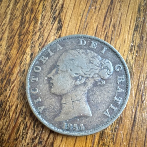 1854 halfpenny young victoria - 1854,