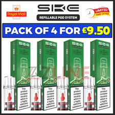 SKE Plus Refillable Pods | 2ml | 4 X PODS | Empty Cartridge | Ske Crystal | UK