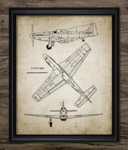 51d mustang aircraft print - p-51d,