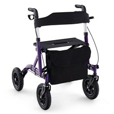 Height Adjustable Rollator Walker Foldable Rolling Walker with Seat Lightweight