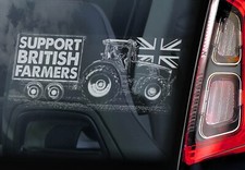 Support British Farmers Sticker, Car Window Sign, Tractor Buy UK Farming - V01BW