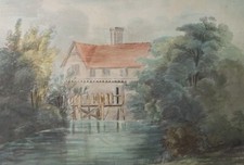 Original Watercolour, 'Water Mill', Late 19th Century, Artist Unknown