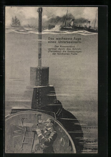 Artist postcard boat - postcard, u-boat