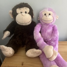 Monkey Soft Toy Bundle Chimpanzee Hanging Brown Lilac