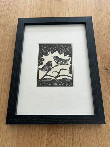 Wren framed woodcut - ‘wren’,