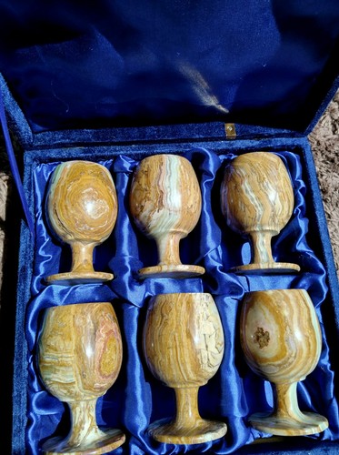 Vintage onyx marble goblet set - vintage,