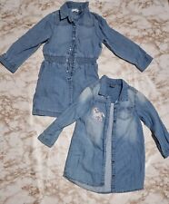 M&S And Next Girls Deni. Shirt Dresses 5-6 Years Old
