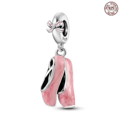 Pink ballet shoes charm - ballet,