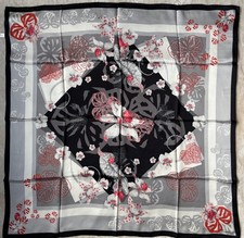 NEW Cartier Silk Scarf 90 Red Black Orchid Floral