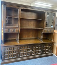 Vintage Large Younger Toledo Dark Oak Wood Sideboard Dresser - CS R29